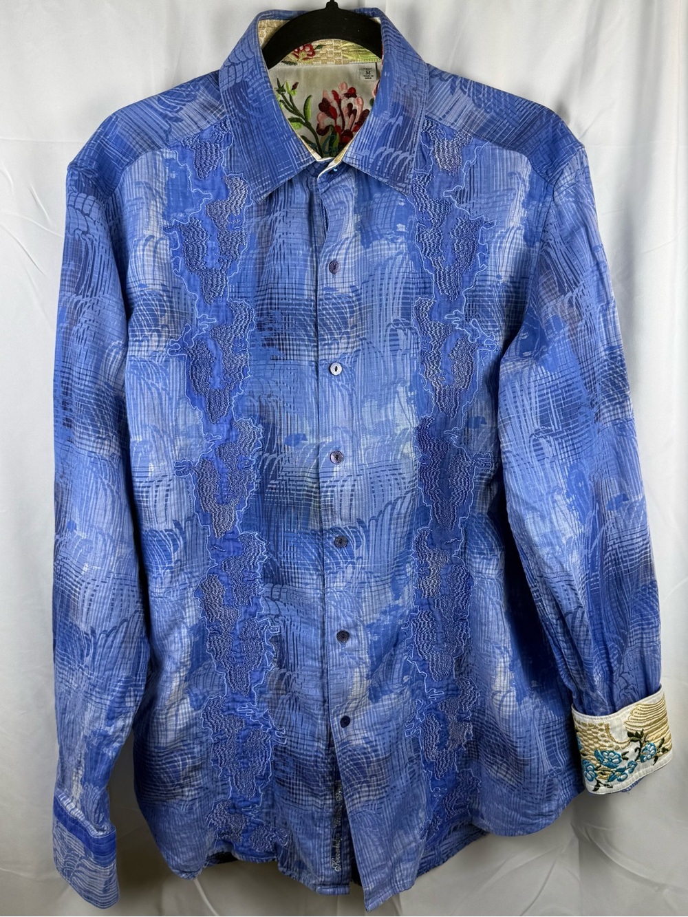 Robert Graham Limited Edition Men’s M Blue Embroidered Button Down Shirt